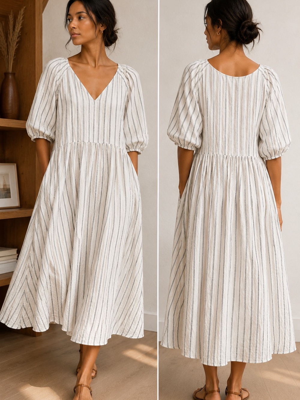 Everlane The Linen Oversized Puffsleeve Dress